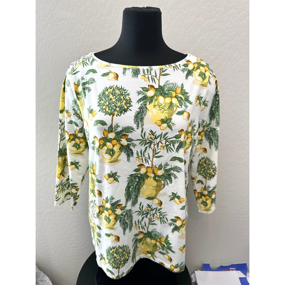 Talbots | Plus Size Petite Lemon Tree Print Shirt… - image 2